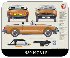 MGB Roadster LE (Rostyle wheels) 1980 Place Mat, Small